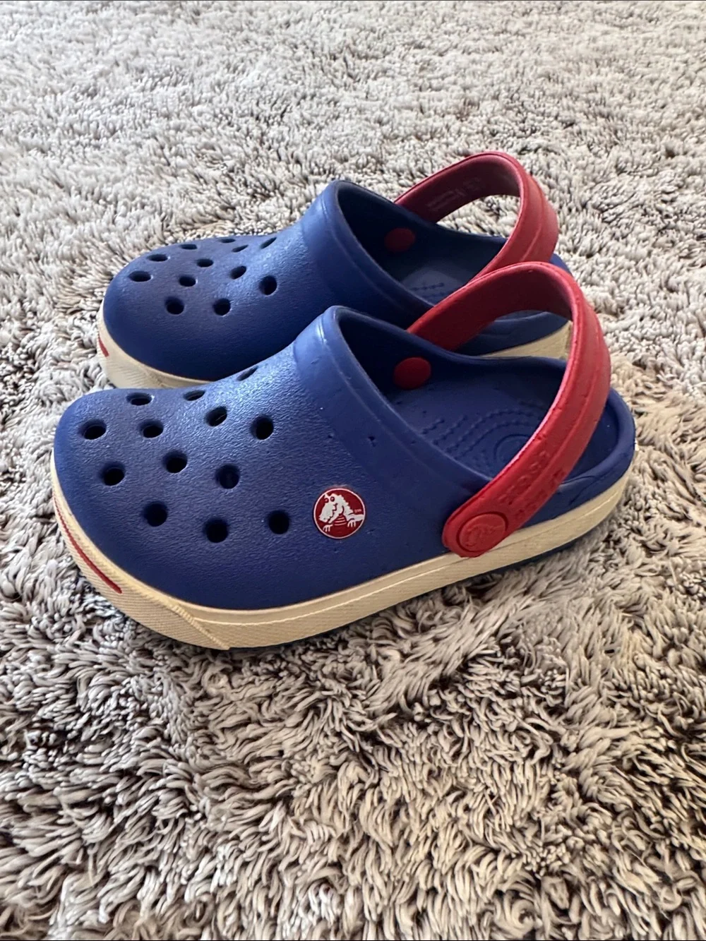 Crocs Kids Crocband Clogs C6 C7 Boys Shoes Red White Blue Play Summer Fall